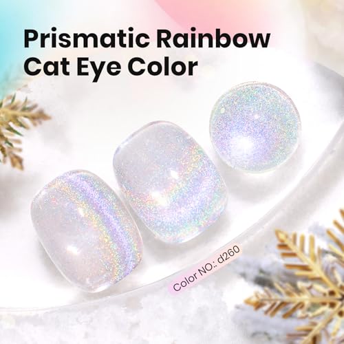 Image of Beetles Stay Shining Silver Cat Eye Gel Nail Polish - 15ML Silver Glitter Cat Eye Gel Polish Rainbow Glow with Magnet Soak Off UV Salon DIY Manicure Iridescent Cloud Mirror Collection Gift for Women