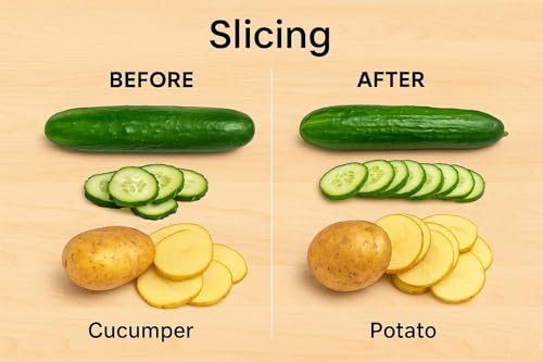 Image of 6 in 1 Mandoline Slicer | Multipurpose Vegetable Slicer & Cutter with Interchangeable Stainless Steel Blades | Manual Potato Onion Tomato Slicer, Grater & Dicer | Kitchen Vegetable Cutting(Green,Red)