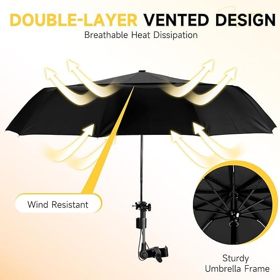 Parasol do Leżaka z Uniwersalnym Regulowanym Uchwytem, Ochrona UV 50+, Przenośny Parasol z Klipsem do Krzesła Kempingowego, Plażowego, Wózka Dziecięcego, Wózka Golfowego i Składanego