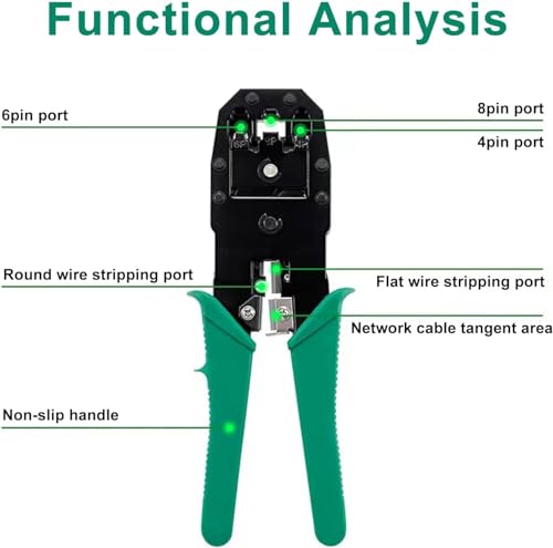 Image of XIKKART Crimping Tool | Rj45 Rj11 Crimping Tool Kit, Ethernet Crimp Tool, 30Pcs CAT5 CAT5e Cat6 Connectors, 30PCS Boot Covers, 1 Network Cable Wire Stripper And Cutter, Combo Set (Multicolor)