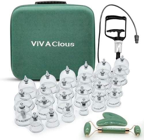ViVACious Cupping Therapy Set 24Pcs, Premium Quality Cupping Kit for Massage Therapy – Portable Vacuum Cupping Set for Cellulite Reduction, Pain Relief and Improves Blood Circulation