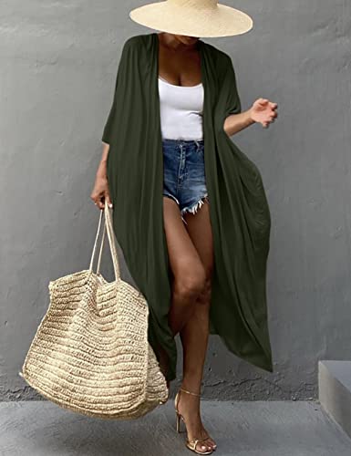 Image of Bsubseach Stylish Tie Dye Open Front Long Kimono Swimsuit Coverup for Women | Loose Fit Boho Style Bathing Suits Cardigans,Summer Causal Resort Wear