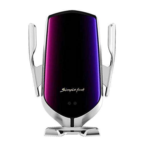 UTECH Cargador inalámbrico Coche, Carga rápida con Apertura automática, Soporte móvil para Rejilla de ventilación, y sujeción Flexible, función 360º, Compatible con Todos los móviles.