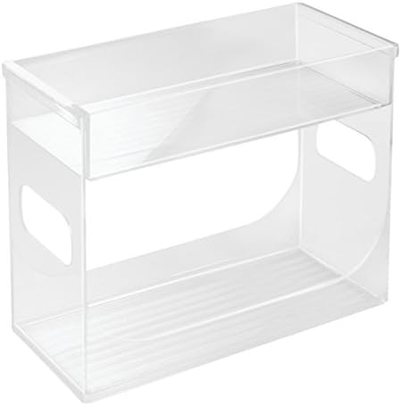 mDesign Set of 2 Shelf Spice Rack Organiser for Kitchen Cabinets and Kitchen Countertops - Practical Kitchen Storage and Tea Box - Spice Holder - Spice Storage - Clear