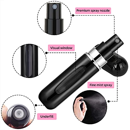 Image of 4Pk Portable Mini Refillable Perfume Atomizer Bottle, 5ml Refillable Atomized Perfume Bottle, Used for Home Travel Aromatherapy Pump Case (Sub-powder, purple, blue, bright black)