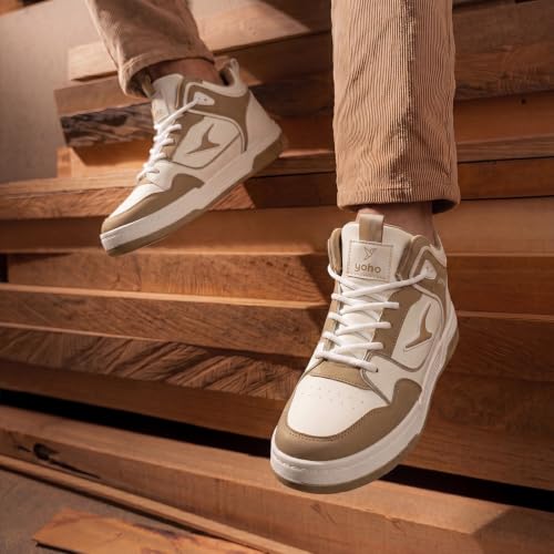 Image of YOHO Men's Sneakers Flo Mid Top | Stylish & Comfortable | Lace Up Casual Shoes for Man /Gents