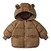 Baby Cute Quilted Puffer Jacket With Ears Toddler Windbreaker Fleece Down Coat Winter Fashion Warm Coffee 4-5 Years