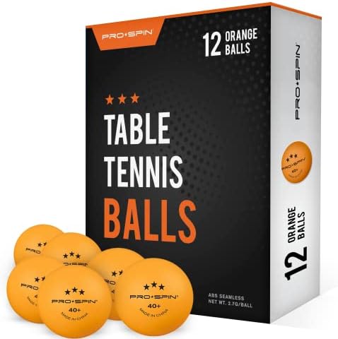 PRO SPIN Ping Pong Balls - Orange 3-Star 40+ Table Tennis Balls (Pack of 12) | High-Performance ABS Training Balls | Ultimate Durability for Indoor/Outdoor Ping Pong Tables, Competitions, Games
