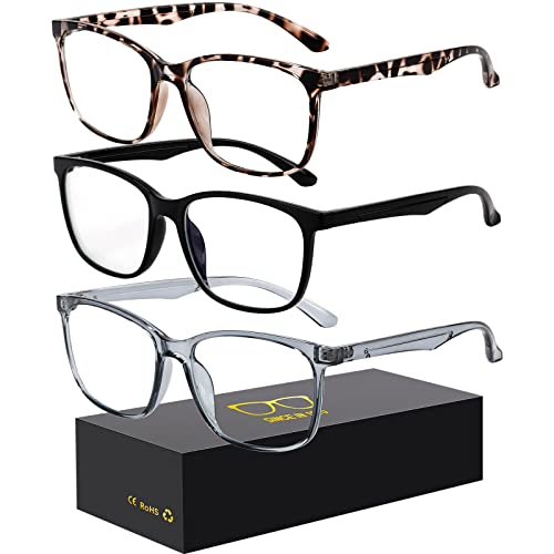 Image of Oilway Blue-Light Blocking Glasses Computer Reading /Gaming /TV /Phones Glasses Fashion Anti Eyestrain Glasses for Women Men(D9 Black + Gray + Douhua)
