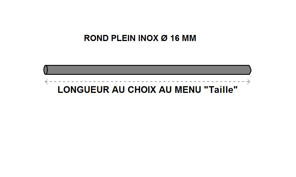 LeMétal - Rond plein inox 304L Ø 16 - Longueur au choix de 50 à 300 cms (150 cms)