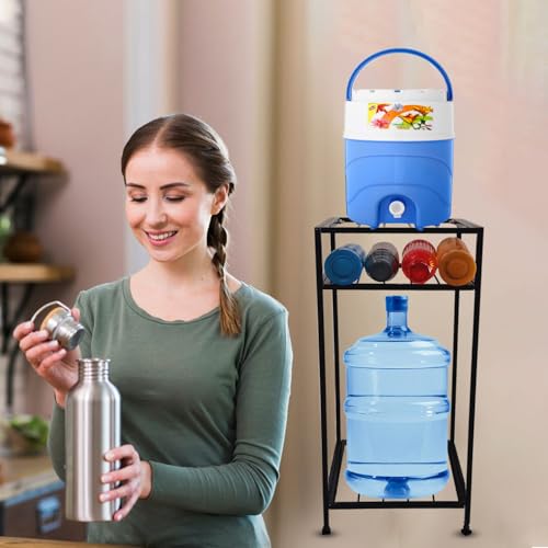 Image of A to Z Hub Laksh CASA-Stylish and Useful 3 Tier Water Dispenser Can and Water Bottle Stand,Matka Pot Stand,Bislery Bottle Holder rack for Kitchen /Office /Hotel /School /Shop (3 Self)