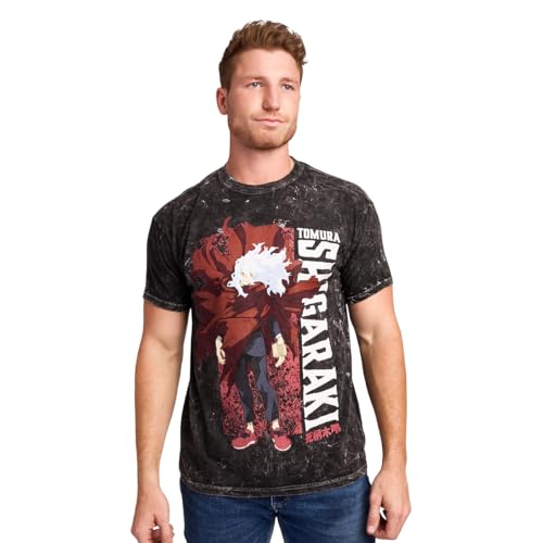 Bioworld My Hero Academia Tomura Shigaraki Mens Black Mineral Wash Oversized Crew Neck Short Sleeve T-Shirt-XL
