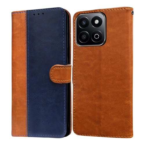 Image of Amazon Brand - Solimo Flip Leather Mobile Cover (Soft & Flexible Back case) for Honor X7c 5G (CamelBlue)
