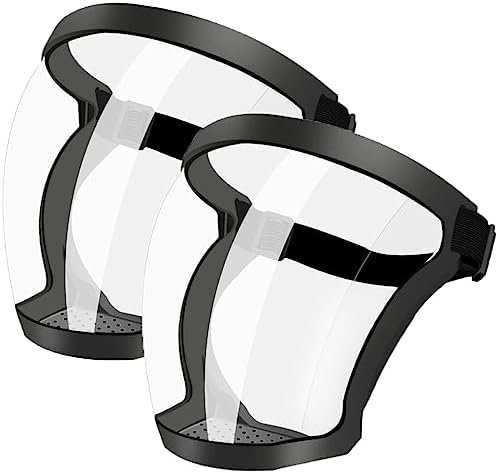 JEYUME Full Face Super Protective Shields, 2pcs Unisex Cycling Face Shield with Clear Spray Splash Proof Full Face Protective Protect Eyes, Nose, Mouth, Anti-splash and Anti-sand Headgear
