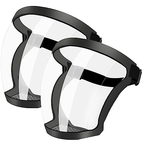 Jeyume Full Face Super Protective Shields, 2Pcs Unisex Cycling Face Shield With Clear Spray Splash Proof Full Face Protective Protect Eyes, Nose, Mouth, Anti-Splash And Anti-Sand Headgear #TOP3