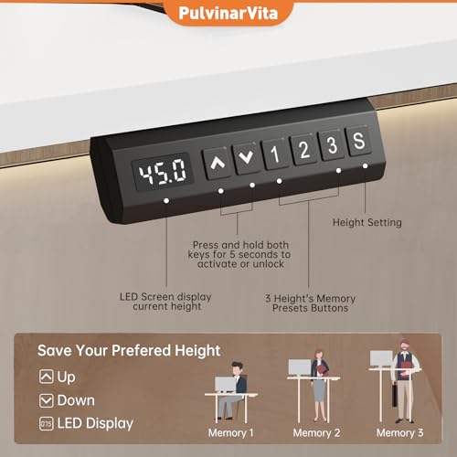 Image of Standing Desk Frame, Stand up Desk Frame Workstation, Electric Adjustable Legs, 3 Memory Height Settings, with Cable Management Tray and Storage Bag, 2pcs Headphone Hook