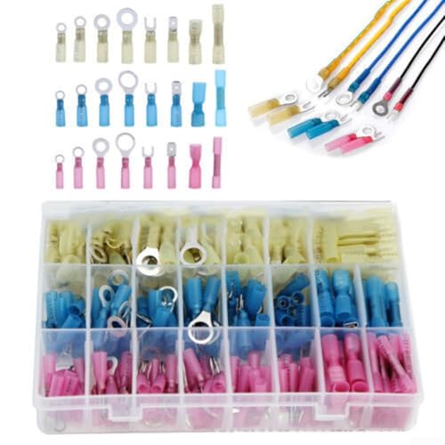 Eficiencia de cableado aumentada con el kit completo de conectores de alambre termorretráctil; con una matriz de 250 conectores de crimpado (caja combinada de 250 piezas)