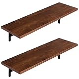 SIUSA ウォールシェルフ 壁掛け棚 2個セット 防水 頑丈 壁 棚 ウォールラック おしゃれ 北欧 42cm 防カビ 防虫 木製 取り付け簡単 日本語取扱説明書付き ブラウン