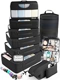 Veken 11 Set Packing Cubes for Travel,Anti-Wrinkle Buckled Suitcase Organizer with Shoe,Toiletry,Makeup Bag,Carry On Luggage Bag with 99+ Count Mesh Holes for Airplane & College Dorm Essentials