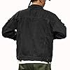 Rexcyril Men's Denim Jacket in Used Look, Casual, Ripped Holes, Button Closure, Trucker Jacket, Jean Coat, black, L #2