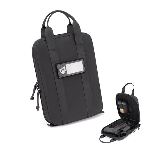 CLTAC Small Soft Pistol Case Compact Tactical Modular Handgun Pack for Firearm Gun Shooting Hunting w/Holster and Mag Holder (Black-w/1holster)