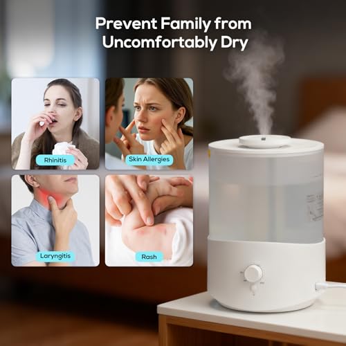 Romon Humidificateur d'Air Chambre, Diffuseur Huiles Essentielles, Purificateur Silencieux pour une Ambiance Confortable, capacité de 2,5 L Blanc – Image 5