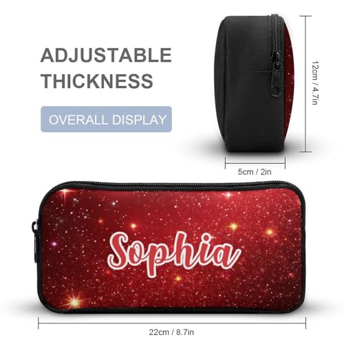 Custom Sparking Glitter Bling Print Red Backpack with Lunch Box & Pencil Case for Kids Girls Boys School Backpack 16 Inch 7