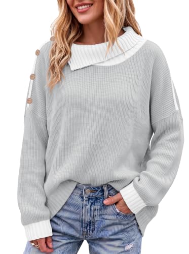 Image of Sweater for Women Winter Turtleneck Long Sleeve Pullover Tops Casual Oversized Knitted Sweaters