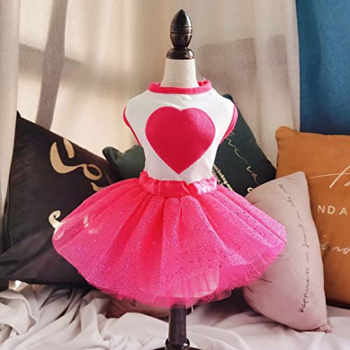 Chezabby Girl Dog Valentines Day Dress Small Dog Costume Cute Pet Clothes Princess Puppy Party Outfit For Tiny Dog Skirt Adorable Doggy Holiday Clothes Kitten Shirts Christmas Cat Apparel Clothing #TOP1