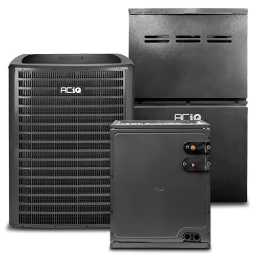 ACiQ 5 Ton 14 SEER2 Central Split AC Unit | 80% 80000 BTU Natural Gas Furnace, Evaporator Cased Coil, & Single Stage Air Conditioner System - R32 Upflow