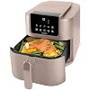 BOURGINI Friggitrice ad aria con rivestimento in ceramica Pro, senza sostanze chimiche (PFAS, C6, PFHxA, PTFE, PFOA e BPA), 5 litri, formato sottile 35% più compatto, 1500 W, ideale per una casa
