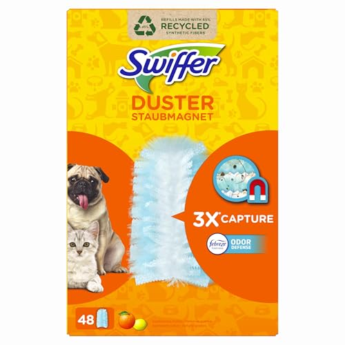 Swiffer Duster - Plumífero atrapapolvo, 48 edredones, atrapa y atrapa el Polvo y la Suciedad, llega a los Puntos más difíciles de la casa, edredones con 45% de Fibras recicladas