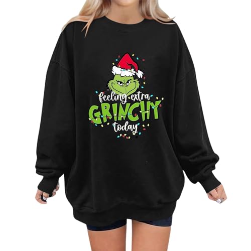 Grinch Weihnachtspullover Damen Ugly Christmas Sweater Pullover Herbst...