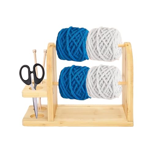Porte-bobine de laine tournant en bois et organisateur tricot maison