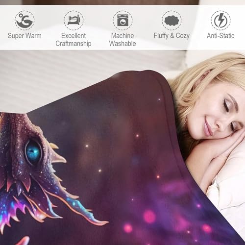 Couverture polaire dragon lit double jeté de canapé chaud lavable - 4