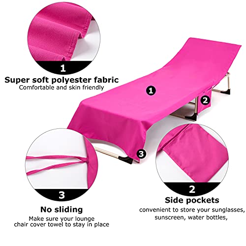 Hiod Polyester Lounge Chair Cover Quick-Dry Beach Chair Cover Folding Pool Lounge Chaise Towel Cover Anti-Dust Garden Furniture Cover,Gray Blue #TOP2