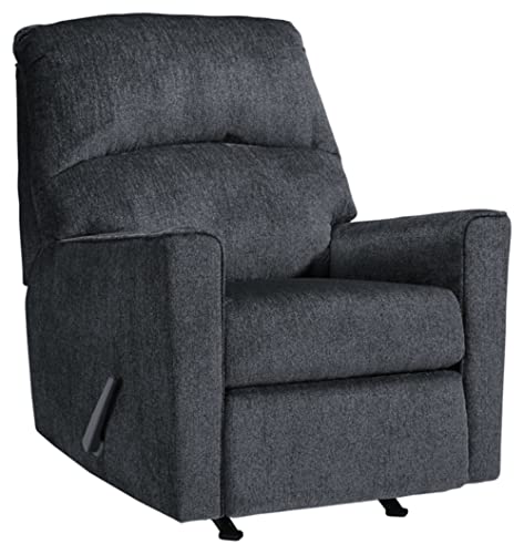 Image of Signature Design by Ashley Manual Rocker Recliner Chair, Slate Gray | 100% polyester chenille fabric, Track arms, Foam cushions, Spot clean, Manual recline, Altari Series