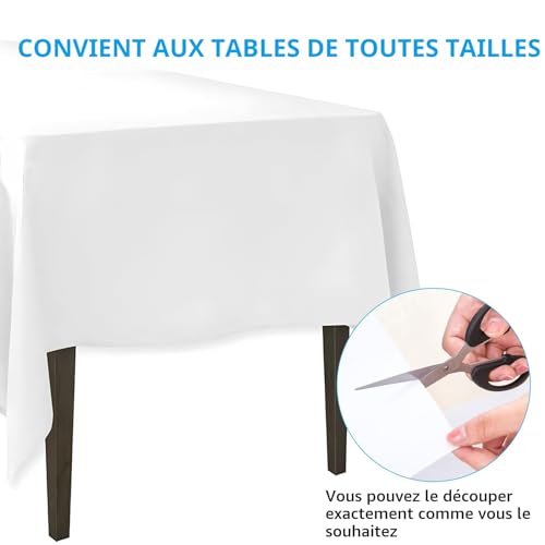 Nappe rectangulaire blanche lot de 10 jetable 120x180cm - 5
