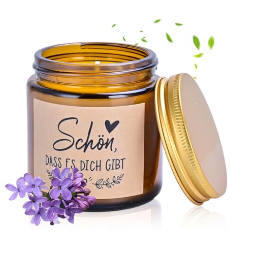 Lavendel Duftkerze Frühling, Dankeschön Geschenke, Duftkerze mit Spruch, Schön, DASS ES DICH DIBT, Geburtstag Kerzen für Paare Lehrerin Mama Freundin Oma, Abschiedsgeschenk Kollege
