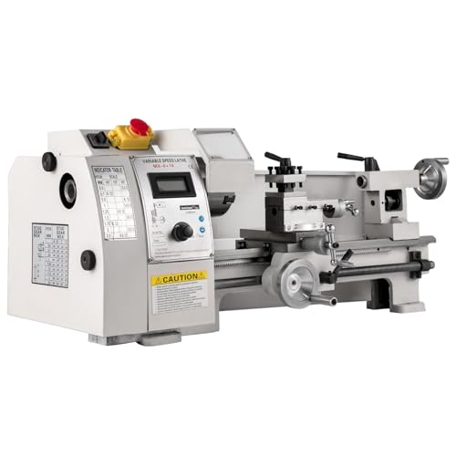 Drehmaschine 210mmx350mm,Drehmaschine Metall Klein 600W,Mini Metall Präzisions-Minidrehmaschine,Mini Drehbank mit Gewindebereich von 10-44 TPI,Drehbank Metall Klein mit 4-Wege-Revolverpfosten