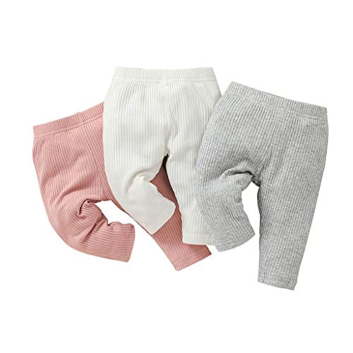 Image of Lala Bear Baby Girl Infant 3 Pack Solid Pants and Casual Leggings