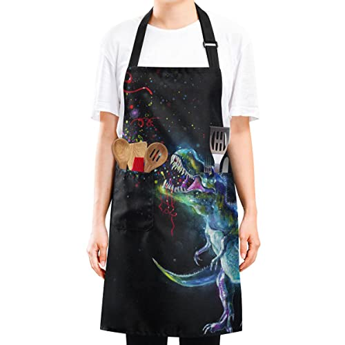 Domiking Dinosaur Cooking Apron For Women Men Kitchen Apron With Pockets Adjustable Neck Waterproof Bib For Cooking,Grilling,Baking,Gardening #TOP7