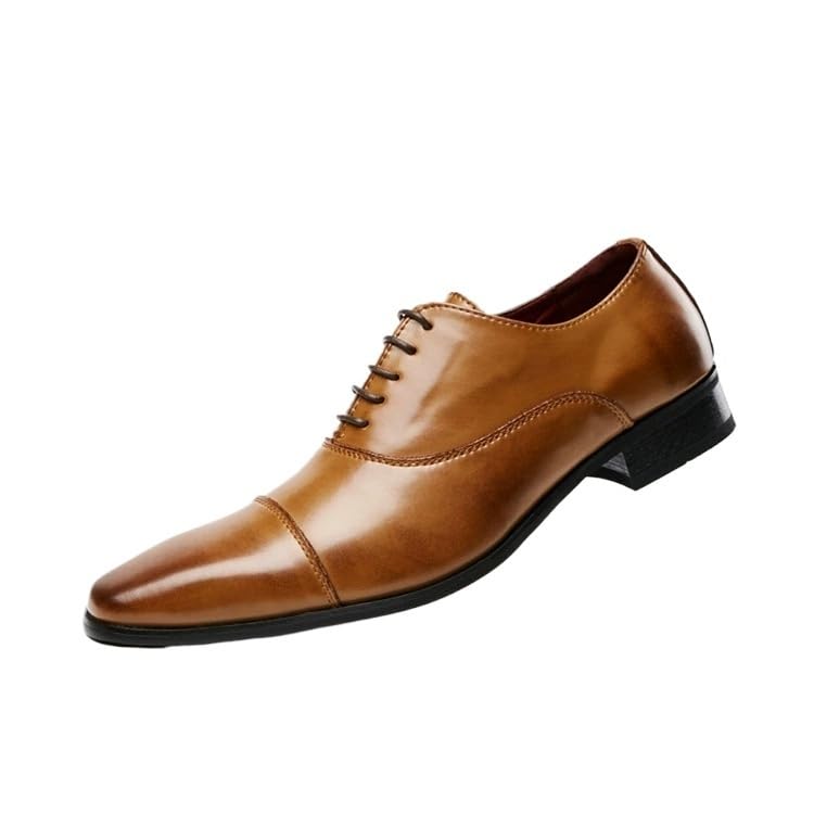 Men Lace-Up Business Dress Shoes Genuine Leather Casual Breathable Formal Footwear Comfortable Office Shoes