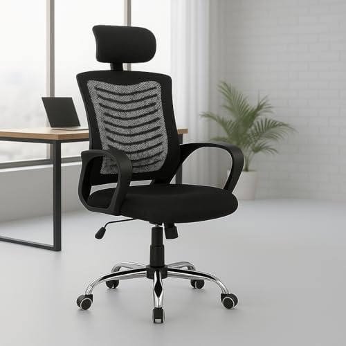 Cadeira De Escritório Ergonômica Presidente Com Encosto Preto Mal...