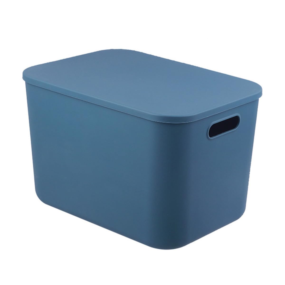 Contenitore Impilabile in Plastica con Coperchio e Maniglie Scatola Portaoggetti in PP per Abbigliamento e Giocattoli Organizer Casa Multiuso per Cameretta e Armadio Blu