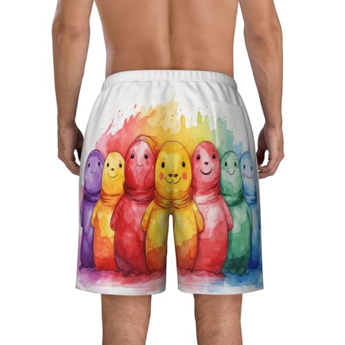 Colorful Snowman Men Beach Pants â€“ Swim Trunks for Men,Quick-Dry and Comfortable, Suitable for Beach, Surf, and Everyday Wear4