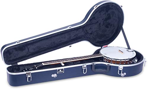 Image of Crossrock ABS Molded Banjo Case for 5-String Resonator & Gibson Tenor | Backpack Style, Locking Latch, Plush Interior - Lightweight Hardshell Protection-Blue (CRA861BJBL)