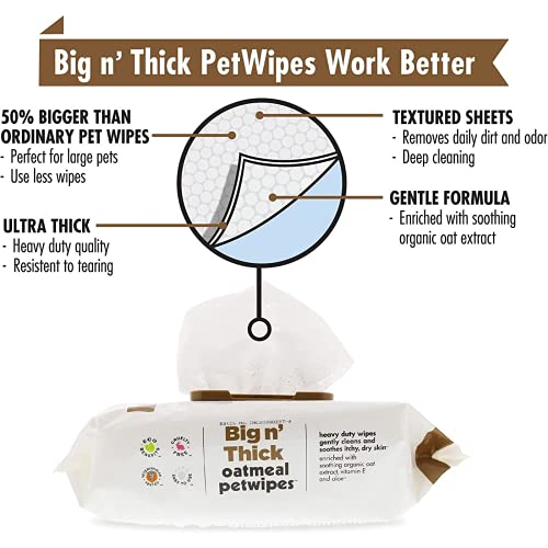 Image of Petkin Oatmeal Mega Valu-Pack Petwipes for Dogs and Cats, Wipes Away Daily Dirt and Odor, Cleans Face, Ears, Body and Eye Area, Super Convenient, Ideal for Home or Travel 125 Wipes | Oatmeal Mega Pet Wipes