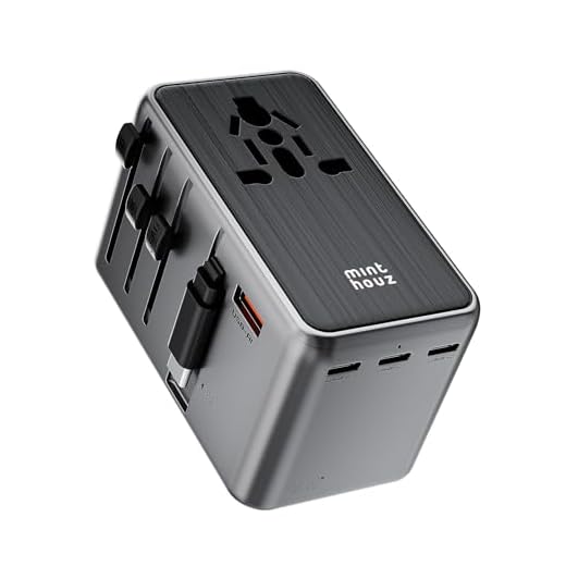 Minthouz Universal Travel Adapter, International 35W Power Adapter GaN Fast Charger with 3 USB-C PD & Cable & 1 USB-A Ports, All-in-One Portable AC Power Plug Adapter for USA EU UK AUS and More