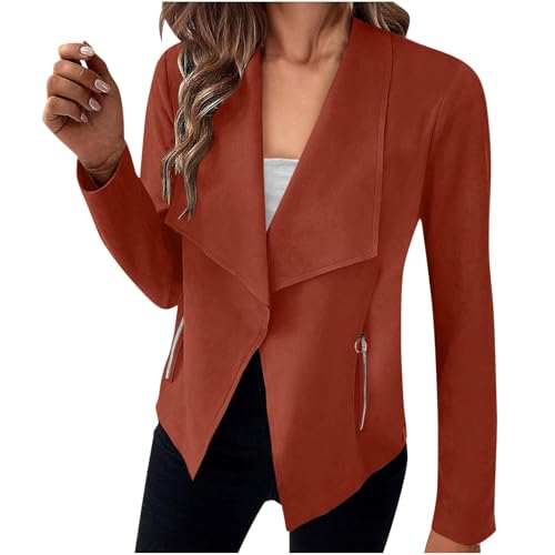 Damen Blazer Sportlich Elegant, Jackett Casual Sweatblazer Frühling, Freizeit Bequem Blaser Jacke Oversize Blazer Damen Kurz Regular Fit Open Front Einfarbig Sommerblazer Damen Leicht